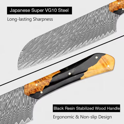 Santoku Chef Knife – VG10 Damascus Steel & Ergonomic Handle