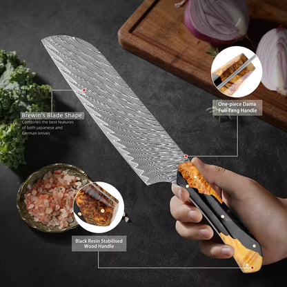 Santoku Chef Knife – VG10 Damascus Steel & Ergonomic Handle
