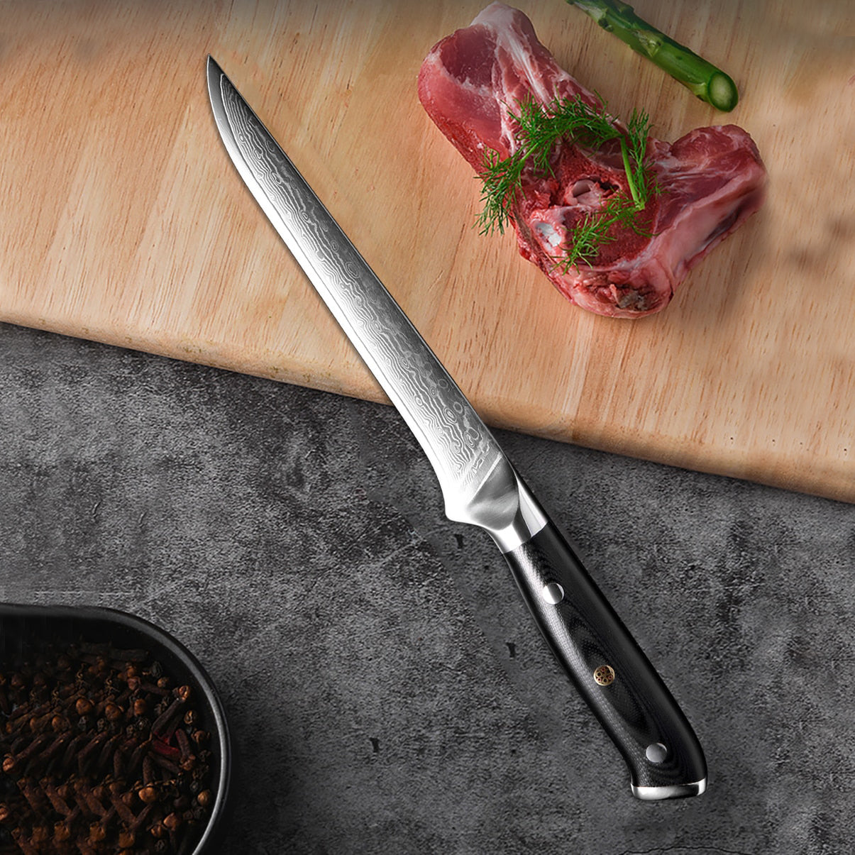 Kuro Damascus Honesuki - Boning Knife