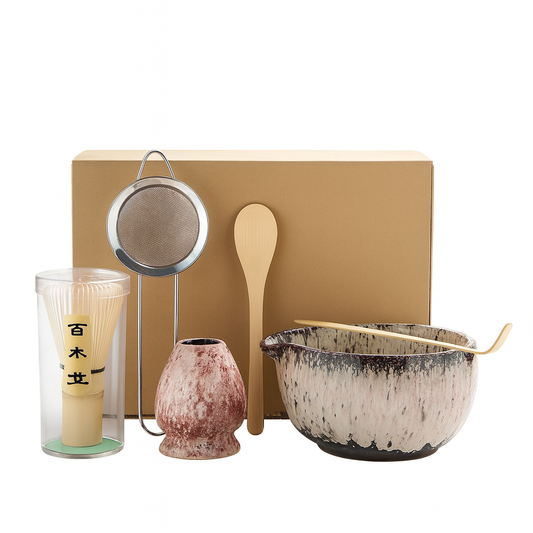 Matcha Tea Set 6PCS – Pink Bowl & Bamboo Whisk