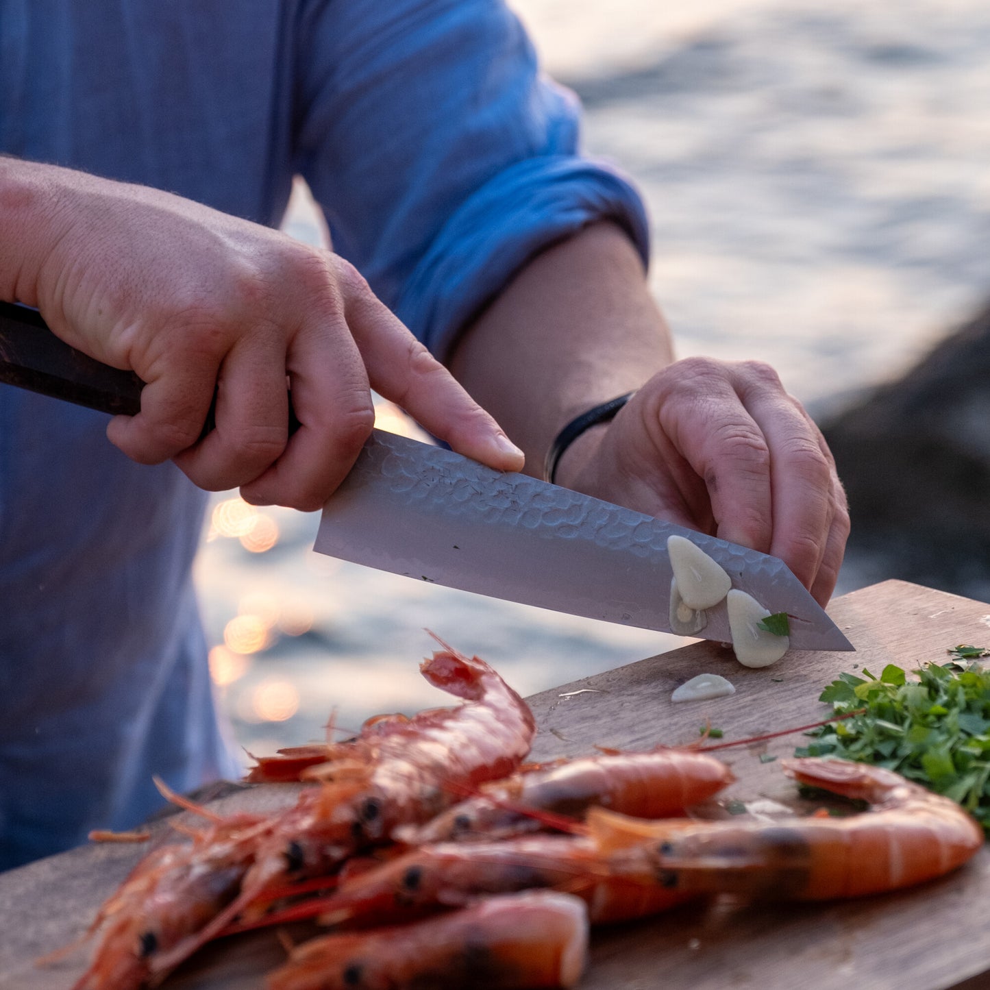 Couteau de Chef Bunka 18 cm –  Seki Kyuba KATA Bleu méditerranéen